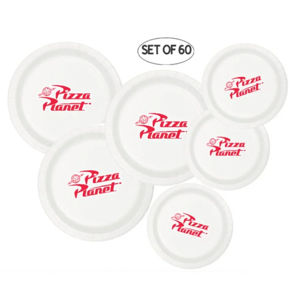 Pizza Planet Paper Plates Set of 60, 9-inch Dinner Plates and 7-inch Dessert